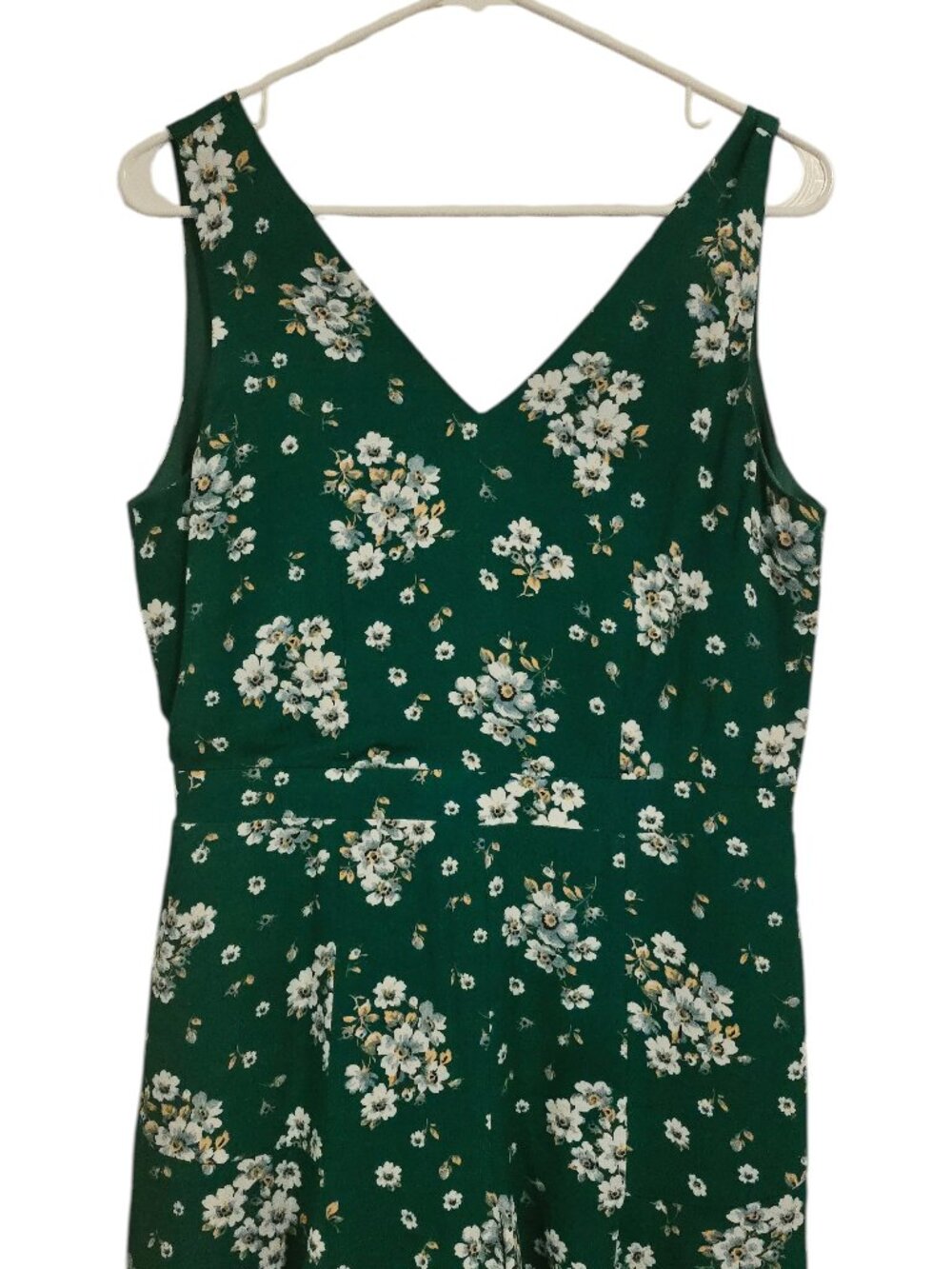 Loft Floral Green Sleeveless V-Neck Romper